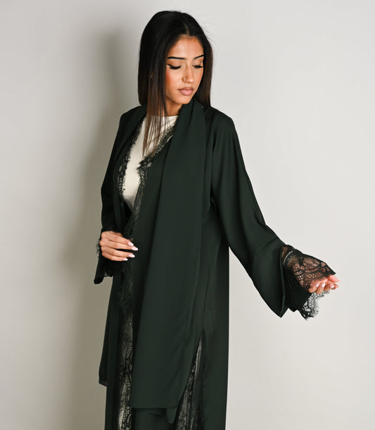 Lace abaya - Emerald