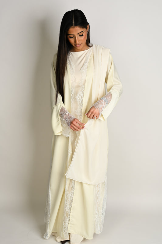 Lace abaya - Vanilla
