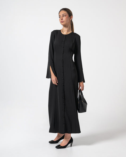 Tailored split sleeve dress in black